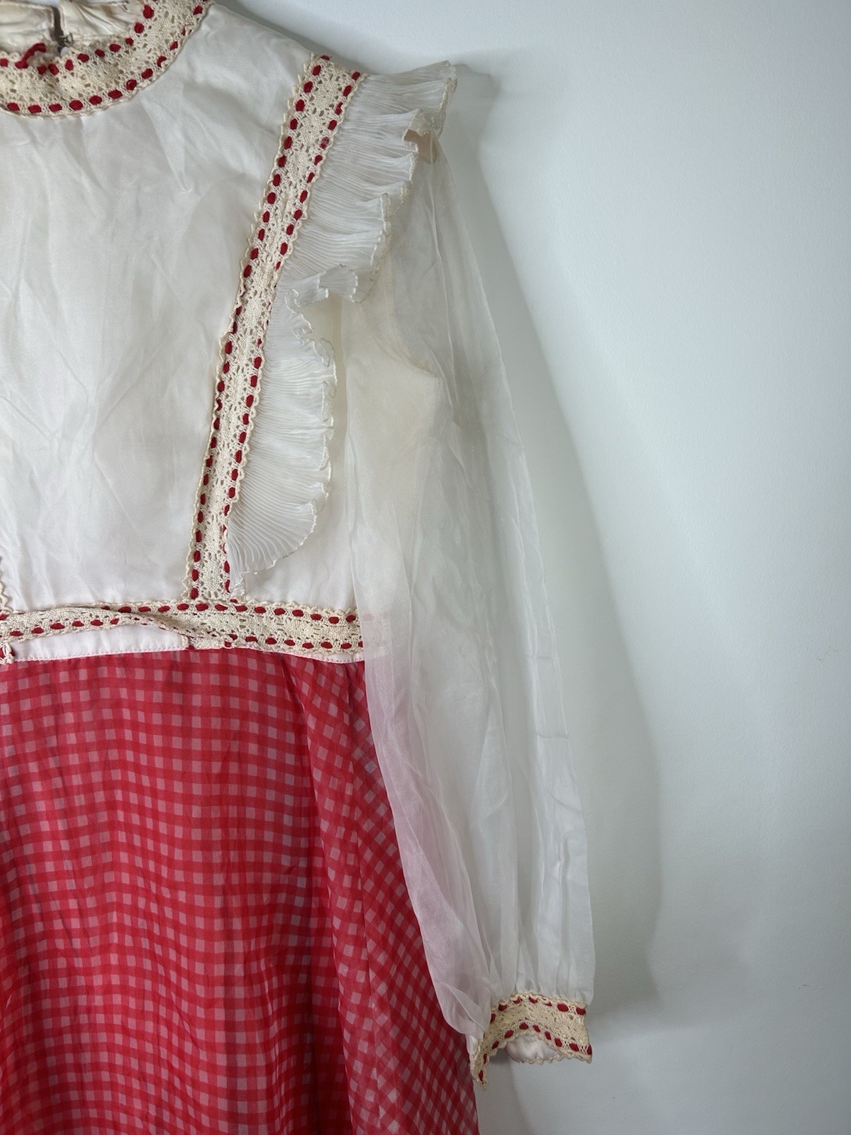 Vintage 1970’s Dress Women’s Red Prairie Fit Flare Western Cowgirl Party