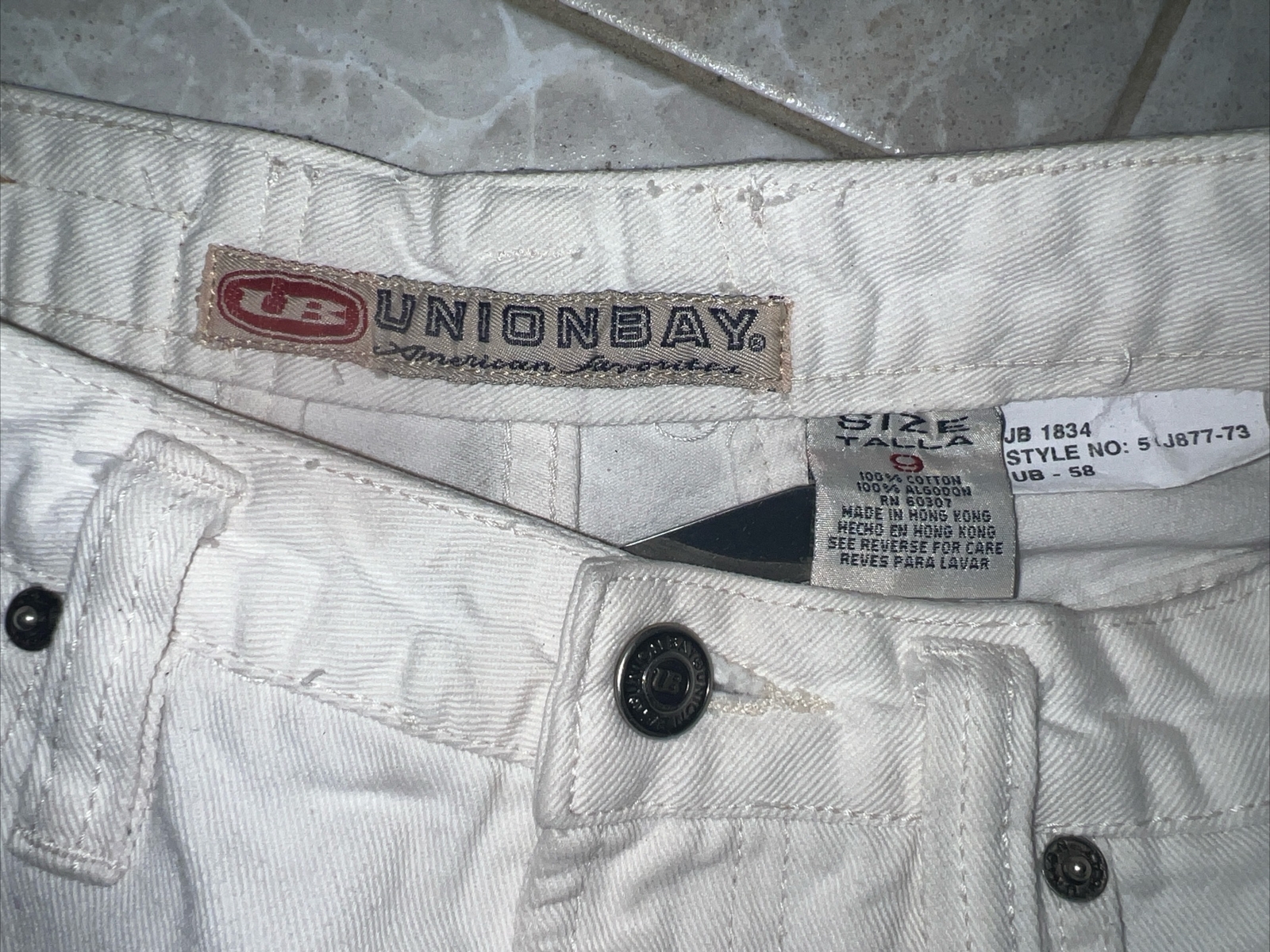 Vintage Union Bay Womens White Jeans ShortsHigh Rise Waist Size 9 Talla