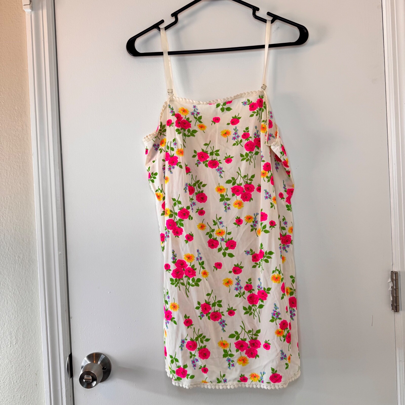 VTG Komar Floral Slip Lingerie Intimate Camisole Sz 36 100% Nylon Bright Colors