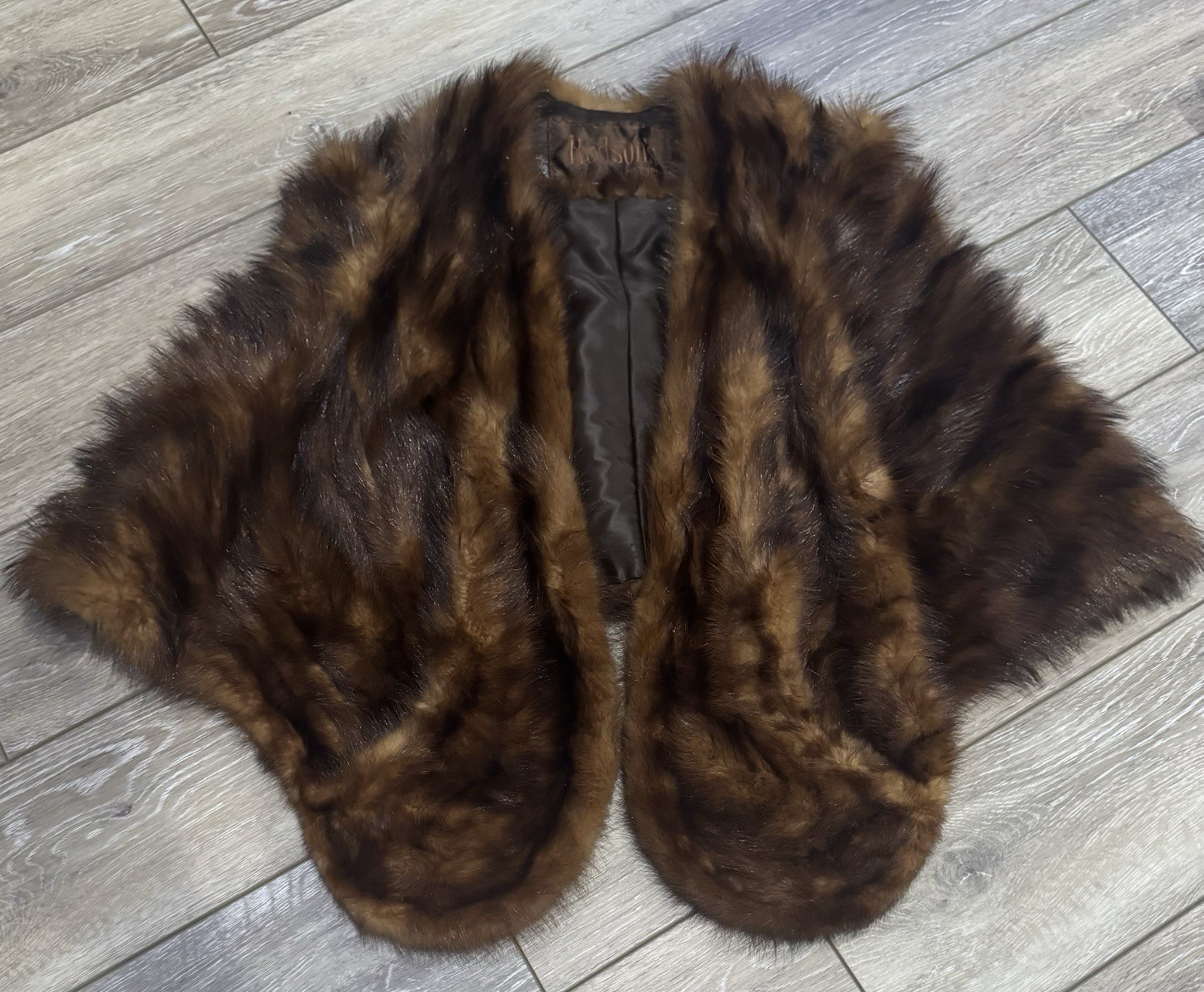 Vintage Hudson’s Detroit Genuine Brown Mink Fur Cape Stole Wrap Shawl One Size
