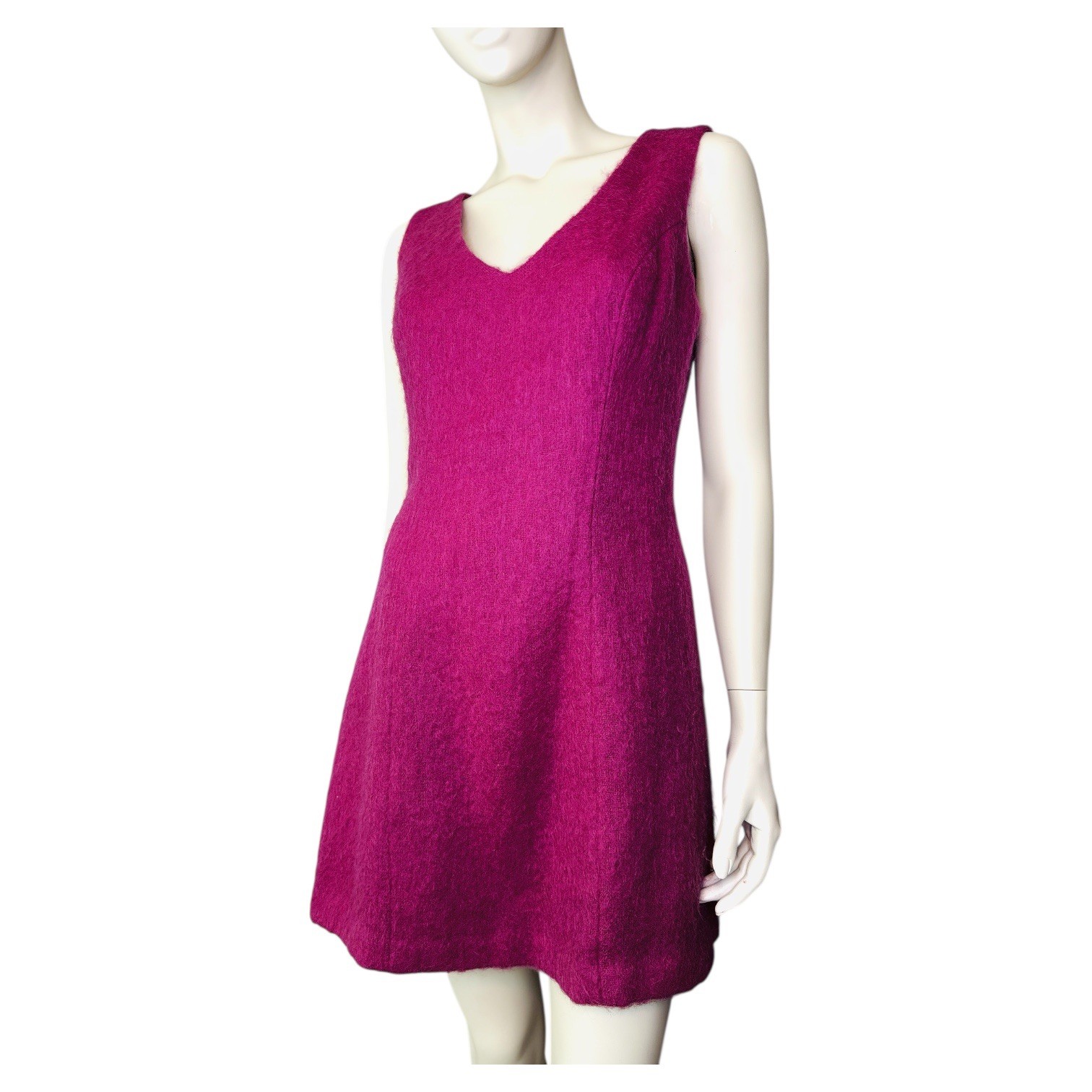 Fuchsia, Hot Pink Mohair Sleeveless Mini Dress M
