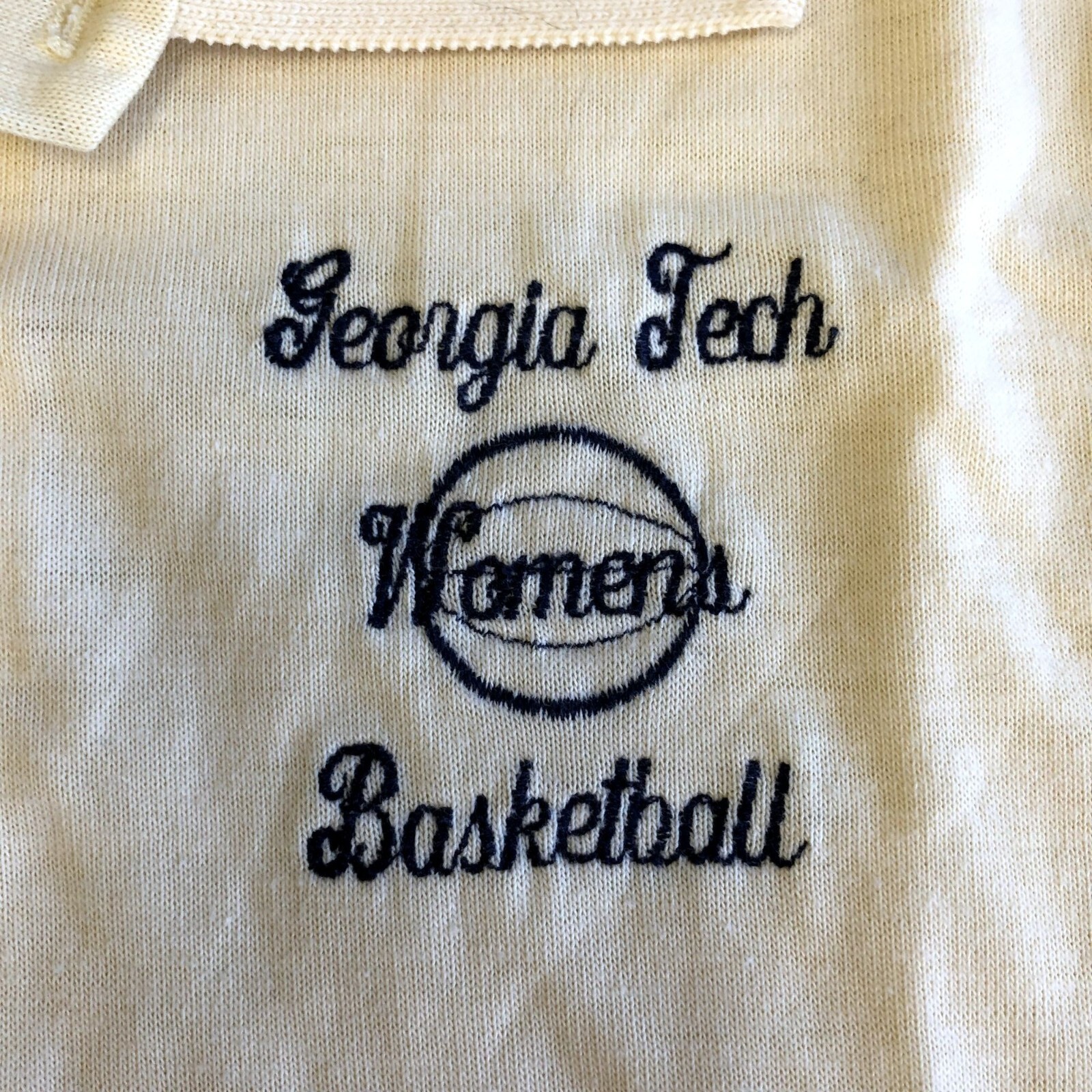 Vtg 70 80’s Hanes Yellow Georgia Tech Womens BASKETBALL Coaches Polo 50/50 Shirt