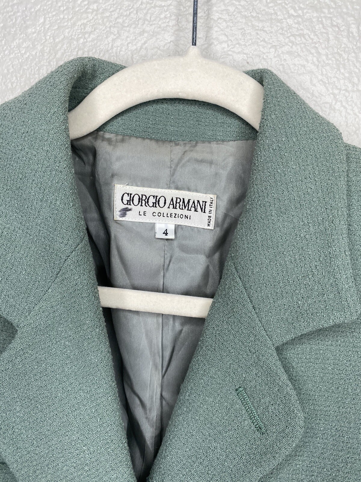 Vintage Giorgio Armani Green Long Sleeve Cropped Blazer Le Collezioni Womens Sz4