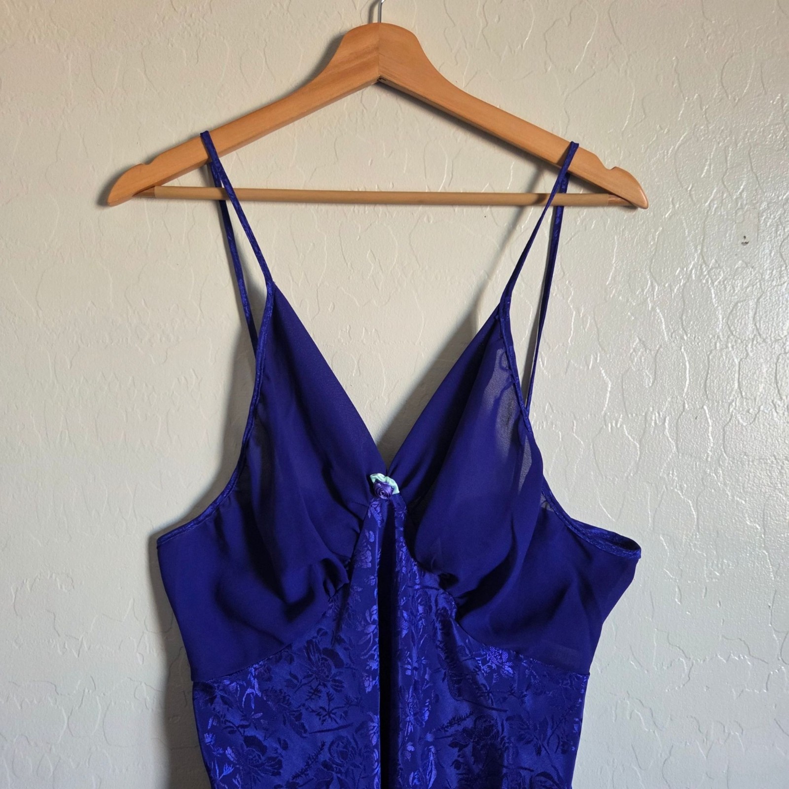 Vintage Feather Bed Babydoll Slip Dress Nightgown Satin Sheer Purple Size L NEW