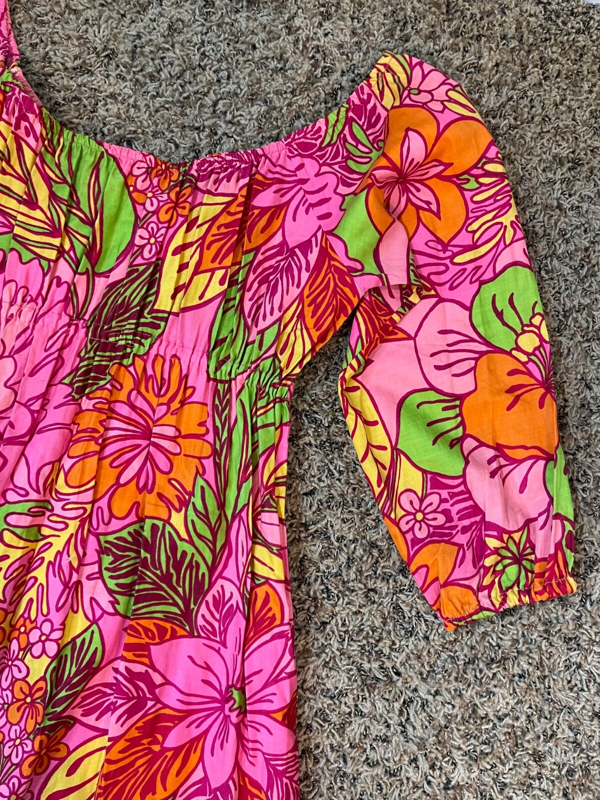 Vintage 60’s FLORAL MUMU MAXI DRESS Kaftan Groovy HAWAIIAN Lounge Retro Hippie