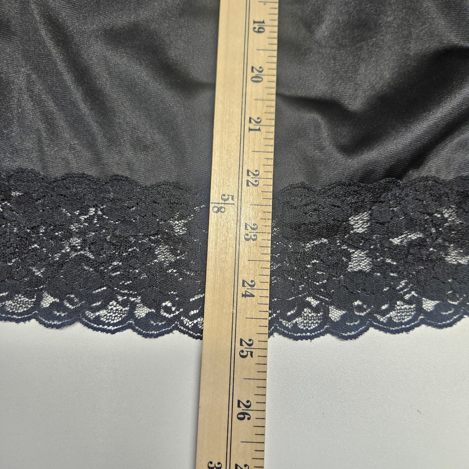 Vintage Women’s Black Mel-Lin Nylon Camisole Slip Set Lace Trim XL Glam Pin Up