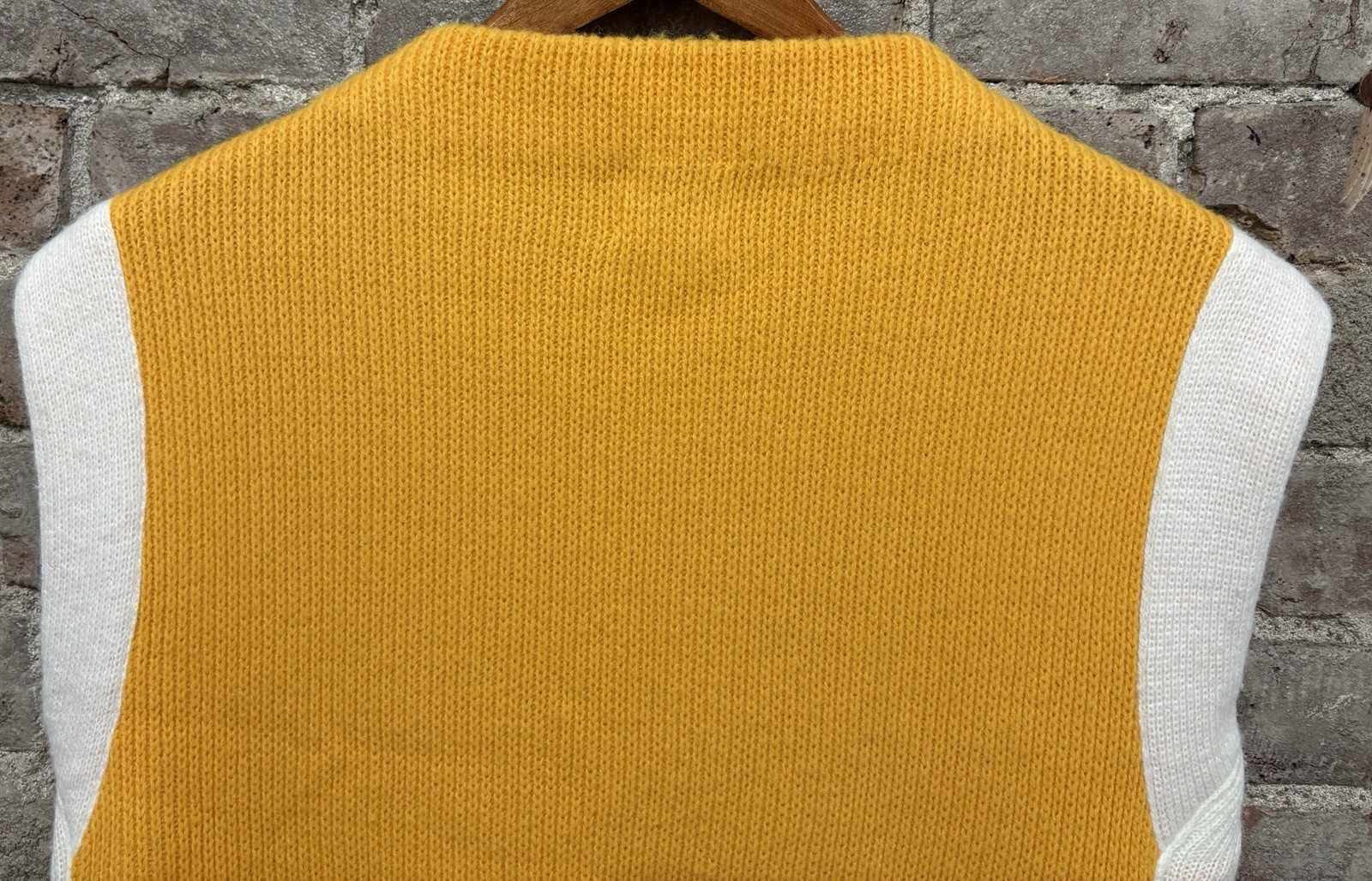 Vintage Bobbie Brooks Sweater Vest Yellow White Block Pattern Women’s Size S / M