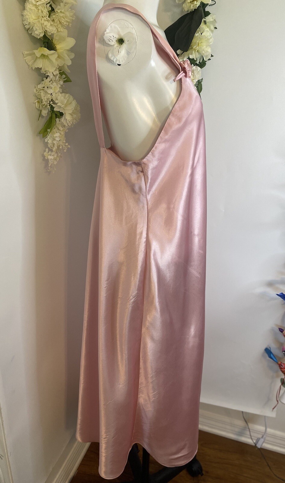 Vintage Val Mode Pink Lingerie Peignoir Sleep Gown Dress Ankle Length Size Large