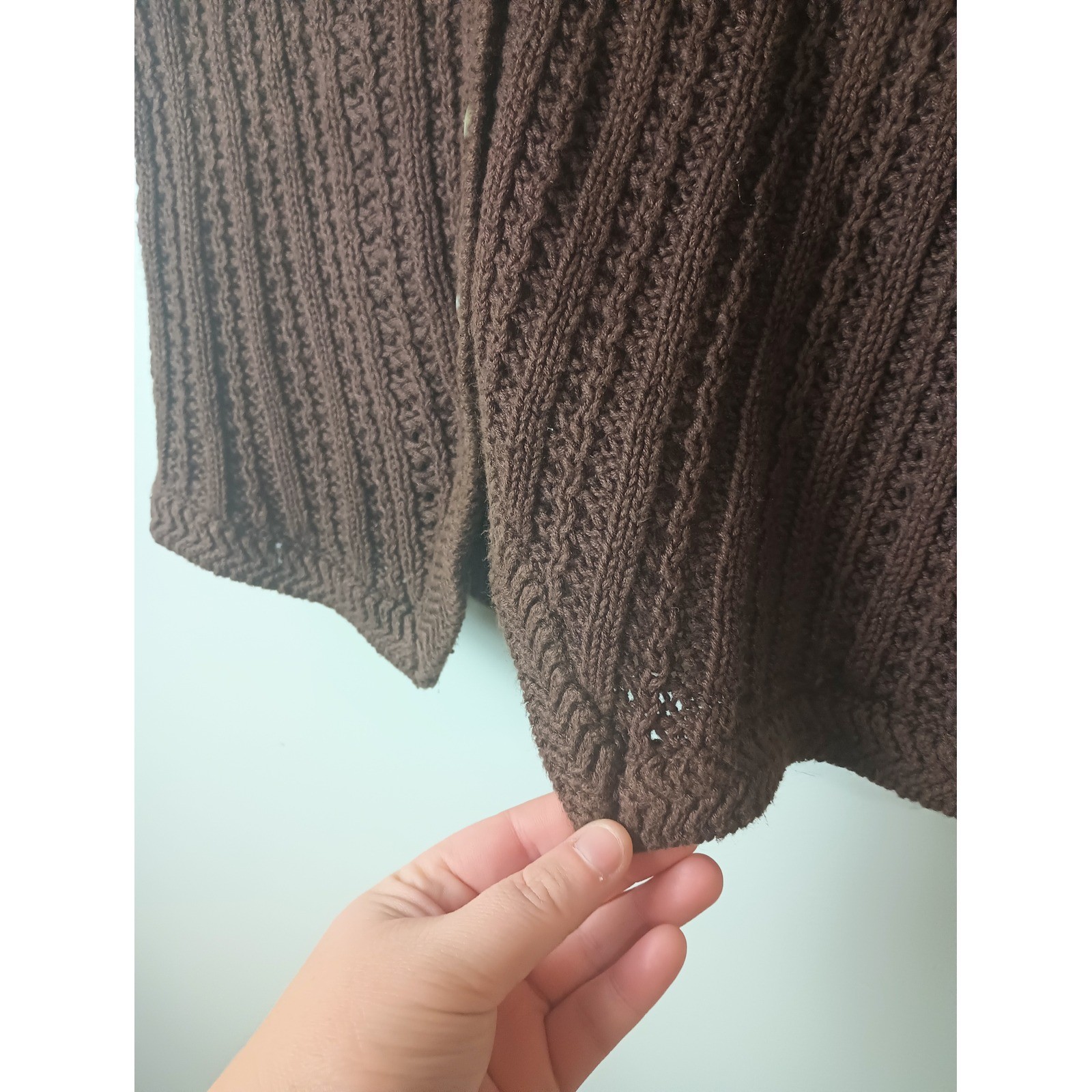 Vintage Maggie Lawrence Sport Brown Crochet Sweater Vest Boho Cotton Ramie Small