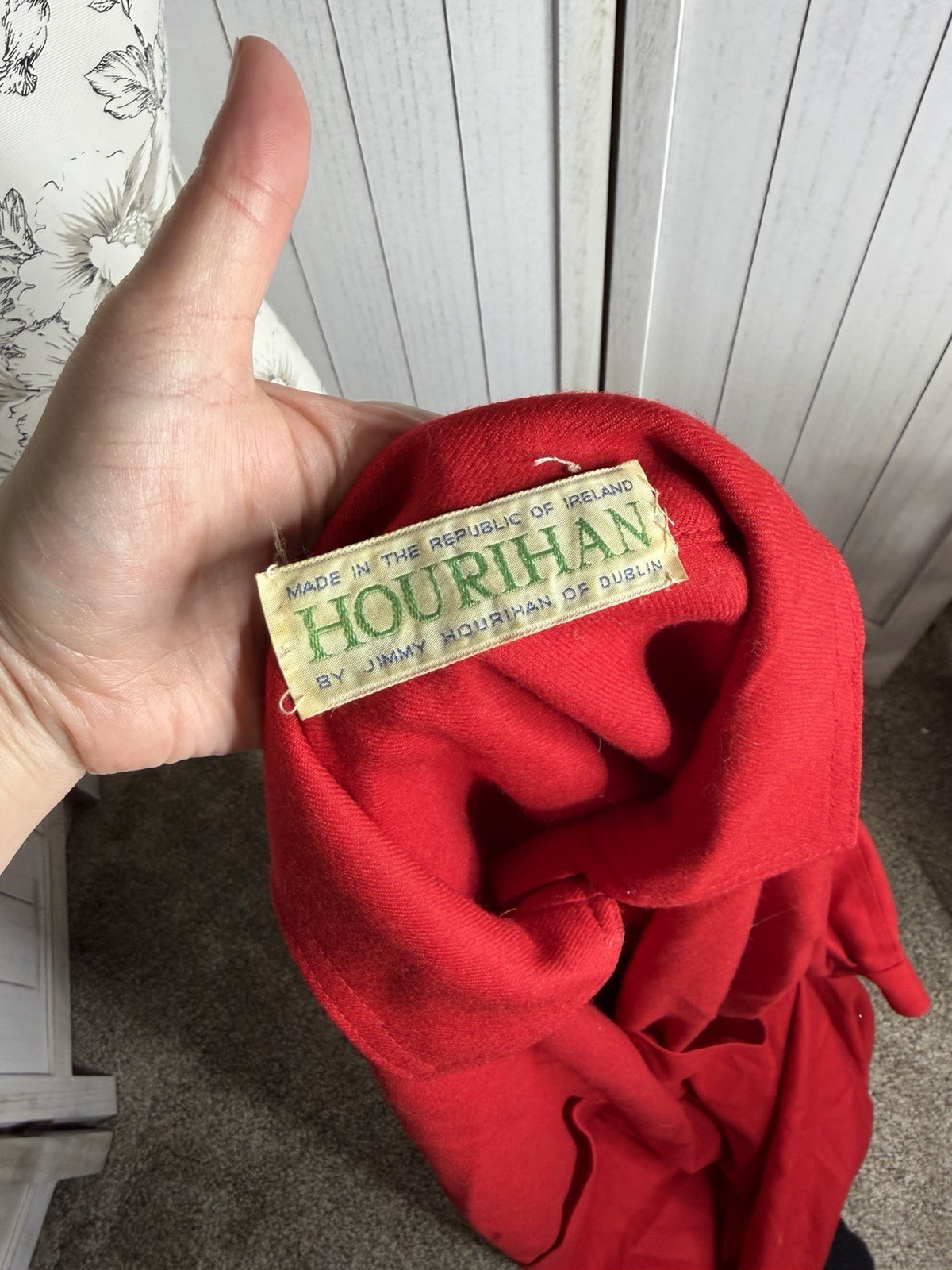 Jimmy Hourihan Pure Wool Donegal Walking Cape Ireland Bright Red One Size VTG