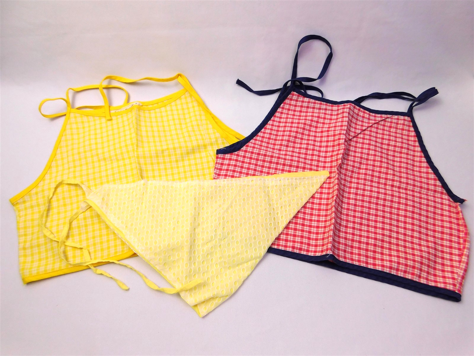 3 Pcs Vtg Womens 1960s Little Lady Wrangler Gingham Crop Tops & Bandana MOD