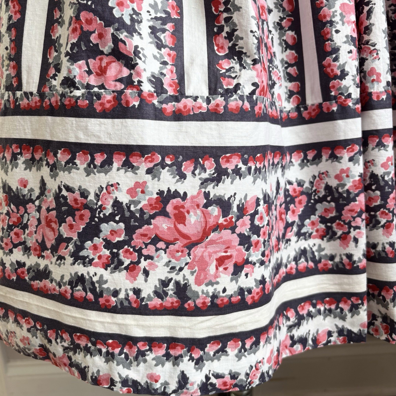 Vintage 1950’s Pink Roses All Over Print Cotton Sun Dress XS