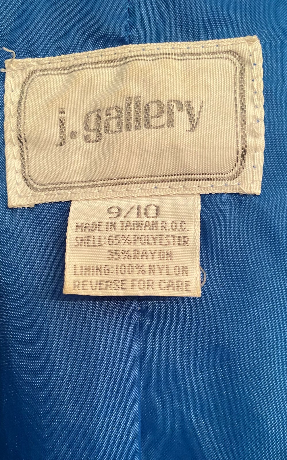 Vintage J. Gallery Women Blazer ~ Sz 9/10 Blue Shoulder Pad 80s ~CUTE!