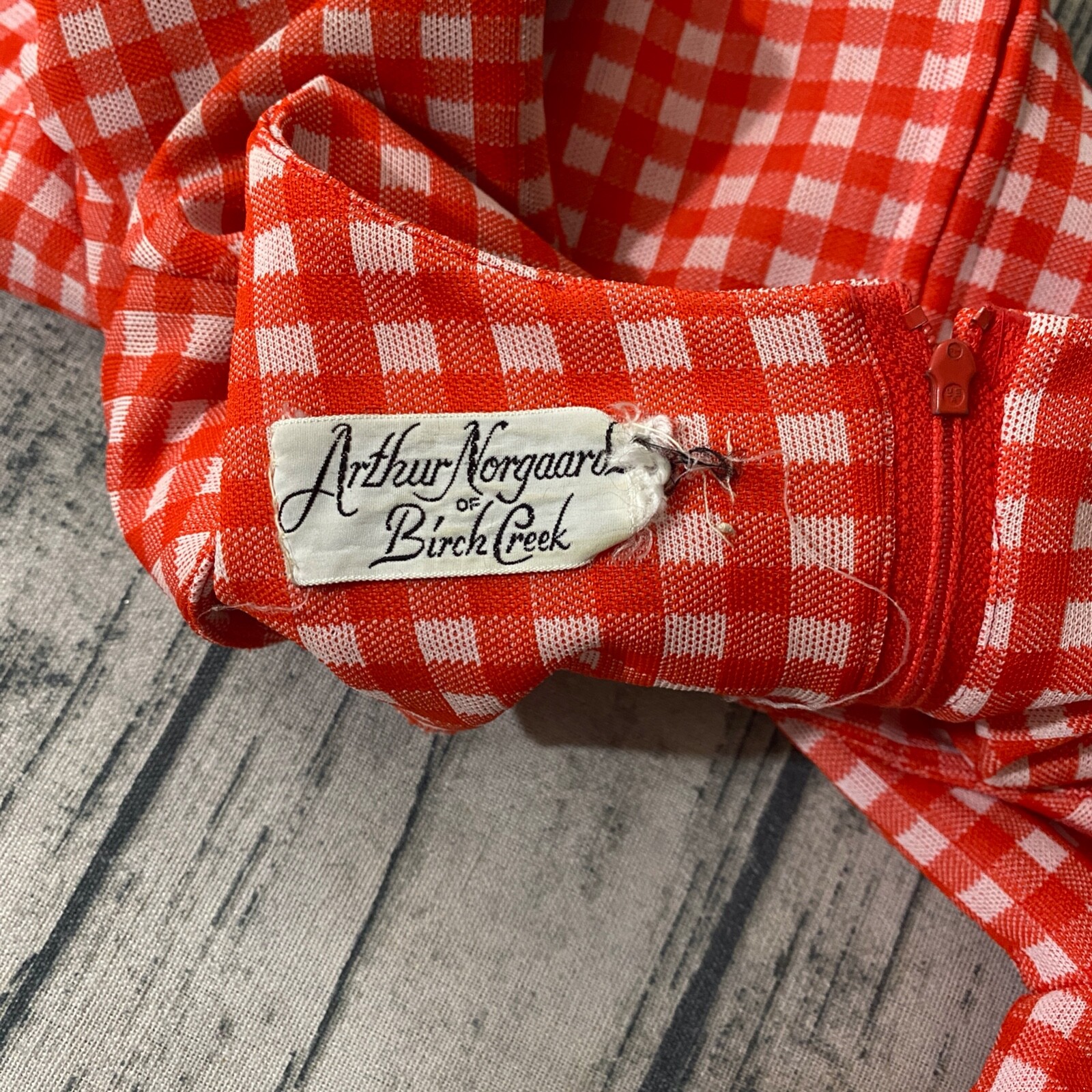 50s 60s Arthur Norgaard Dress (Fits S) Gingham Midi Shirtdress Granny Vtg