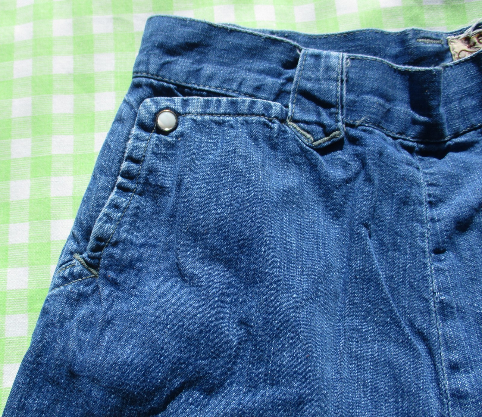 VTG 60s Lee Frontier Lady Pearl Snap Side Zip Denim Jeans 24 1/2 X 29 5/8