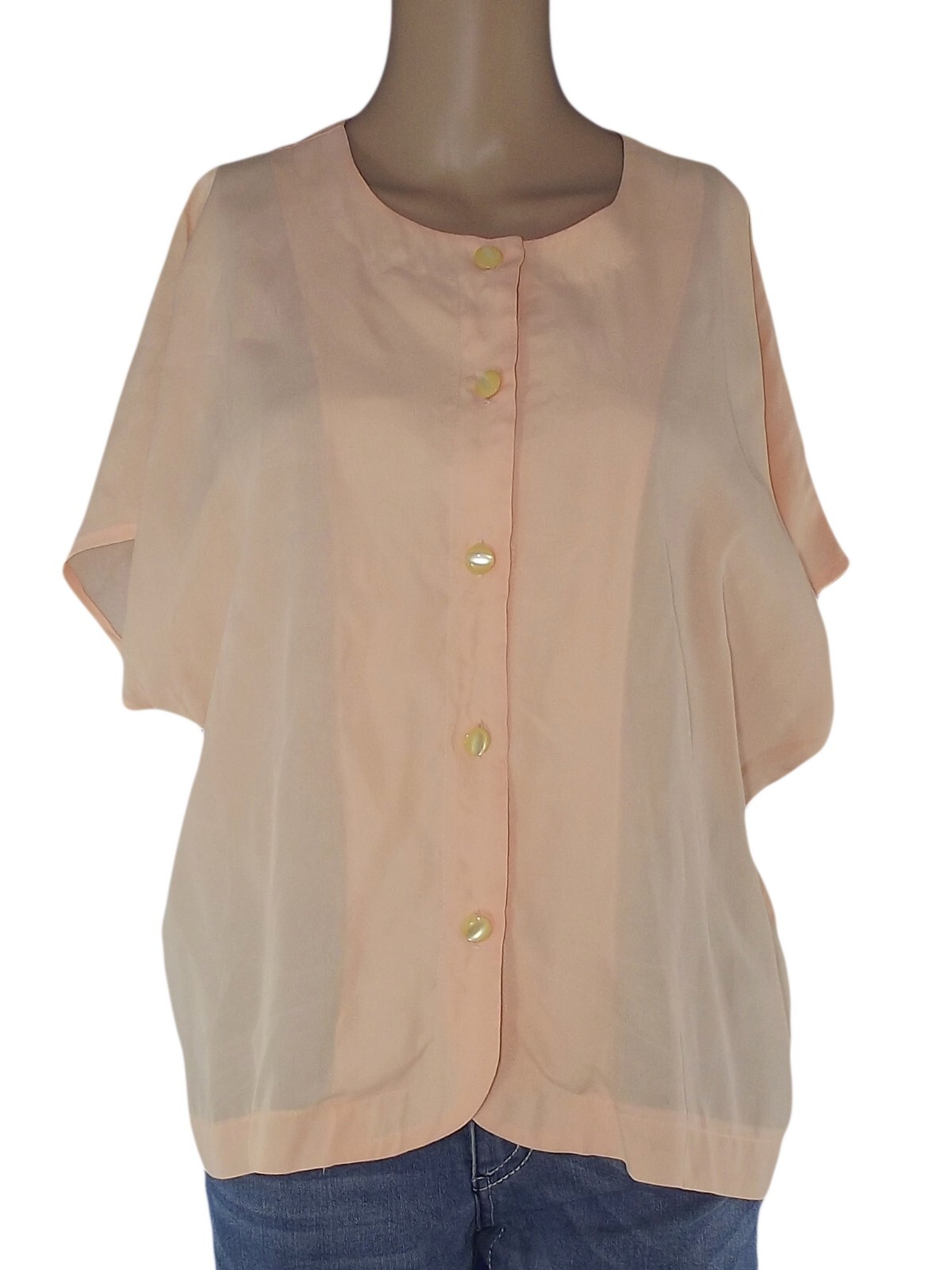 Womens Vintage Apricot Silk Blend Blouse Made Italy Size 50 3xl
