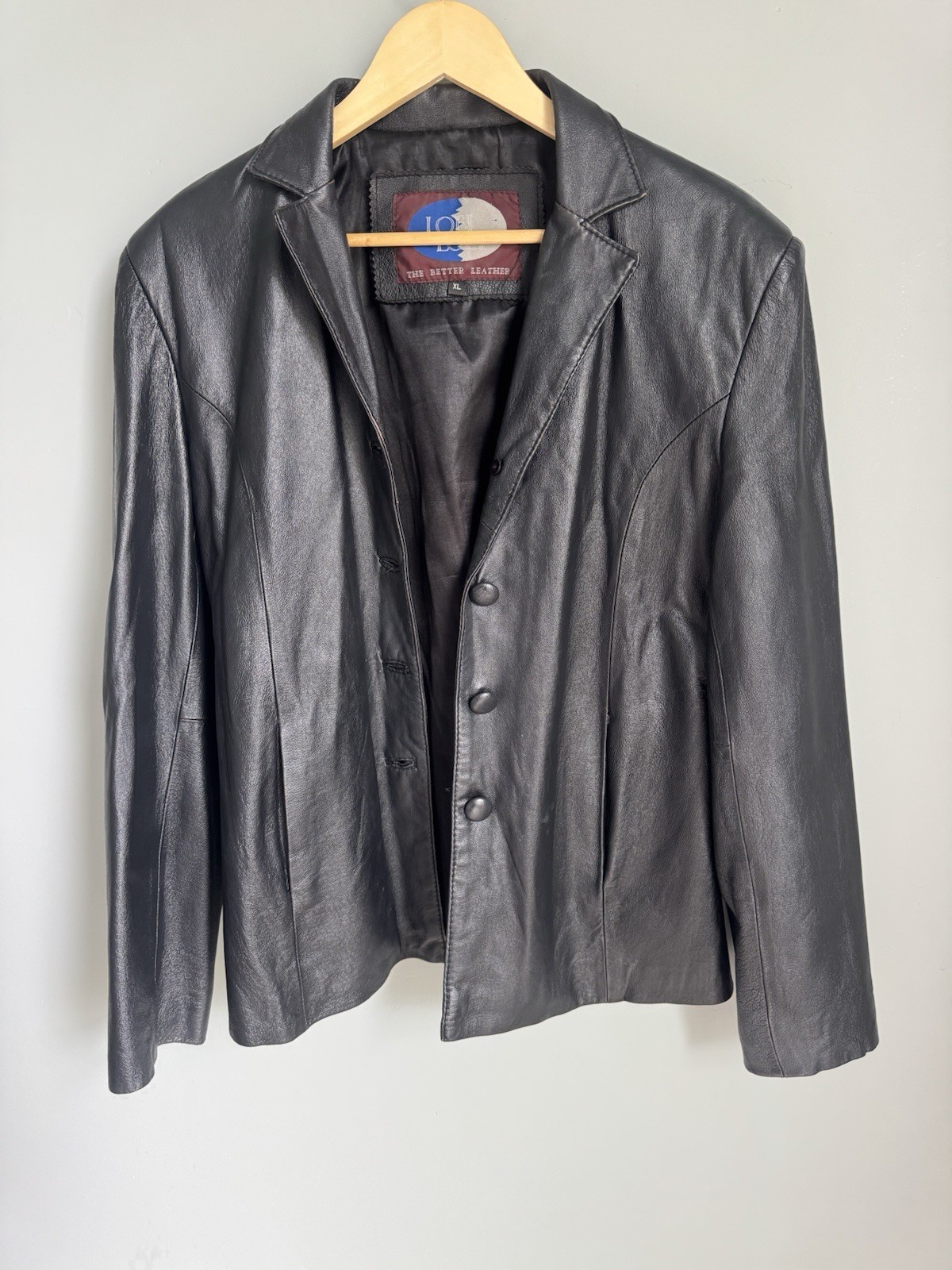 Vtg 90’s Leather Jacket Black Blazer Lobi Lobi Vintage