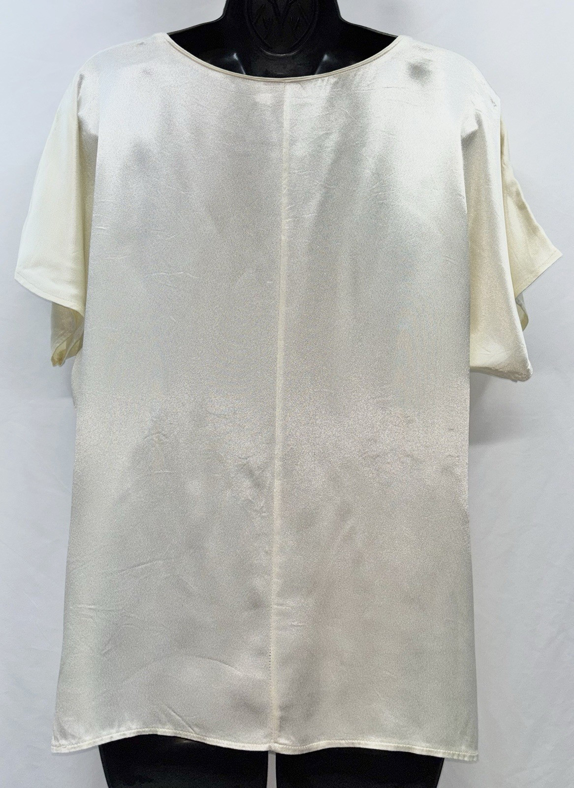 VTG DK Gold by Donnkenny Women Size L Short Dolman Sleeve Satin Top Solid Cream