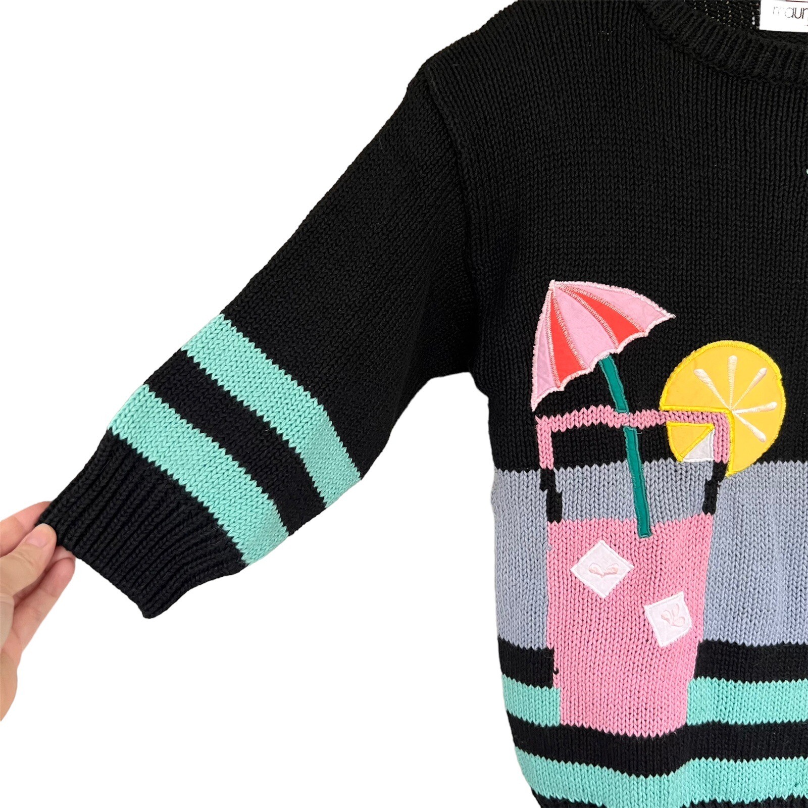 Vintage Maurada Knit Sweater with Lemonade Beach Theme Size Medium