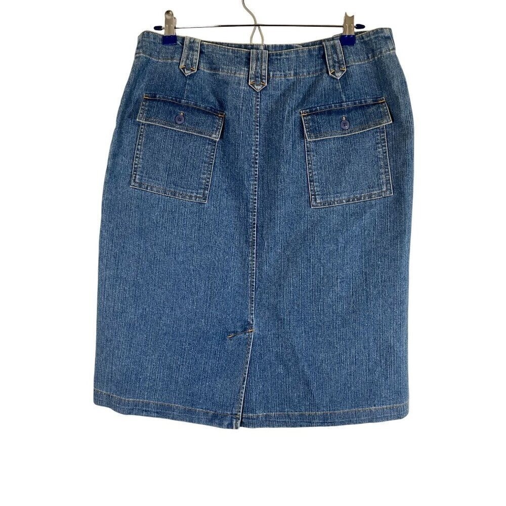 Retro Denim Jean Skirt 12 Blue Western Hippie Indie Boho Preppy Cowgirl 80s