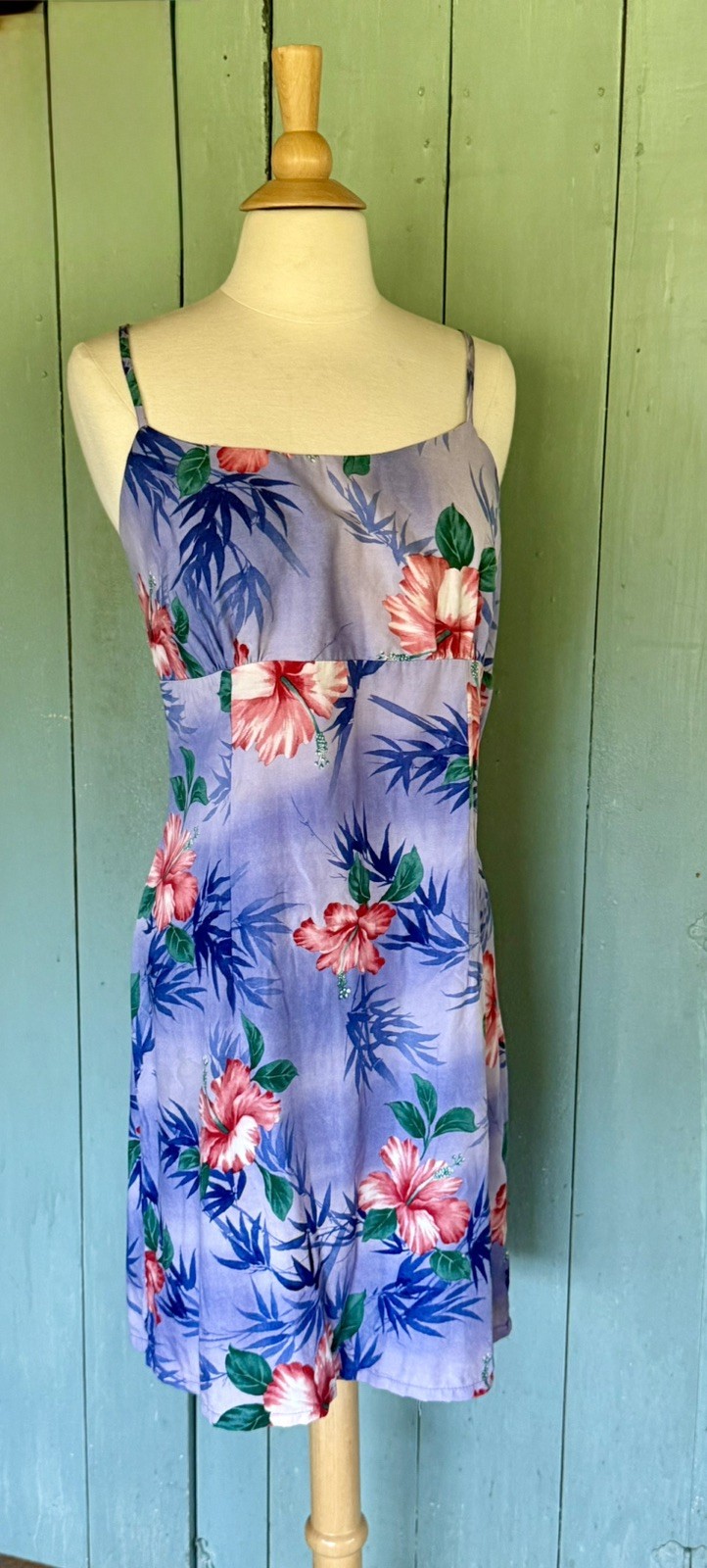 Jade Fashions Maid in Hawaii Purple Floral Rayon Sundress Strap L