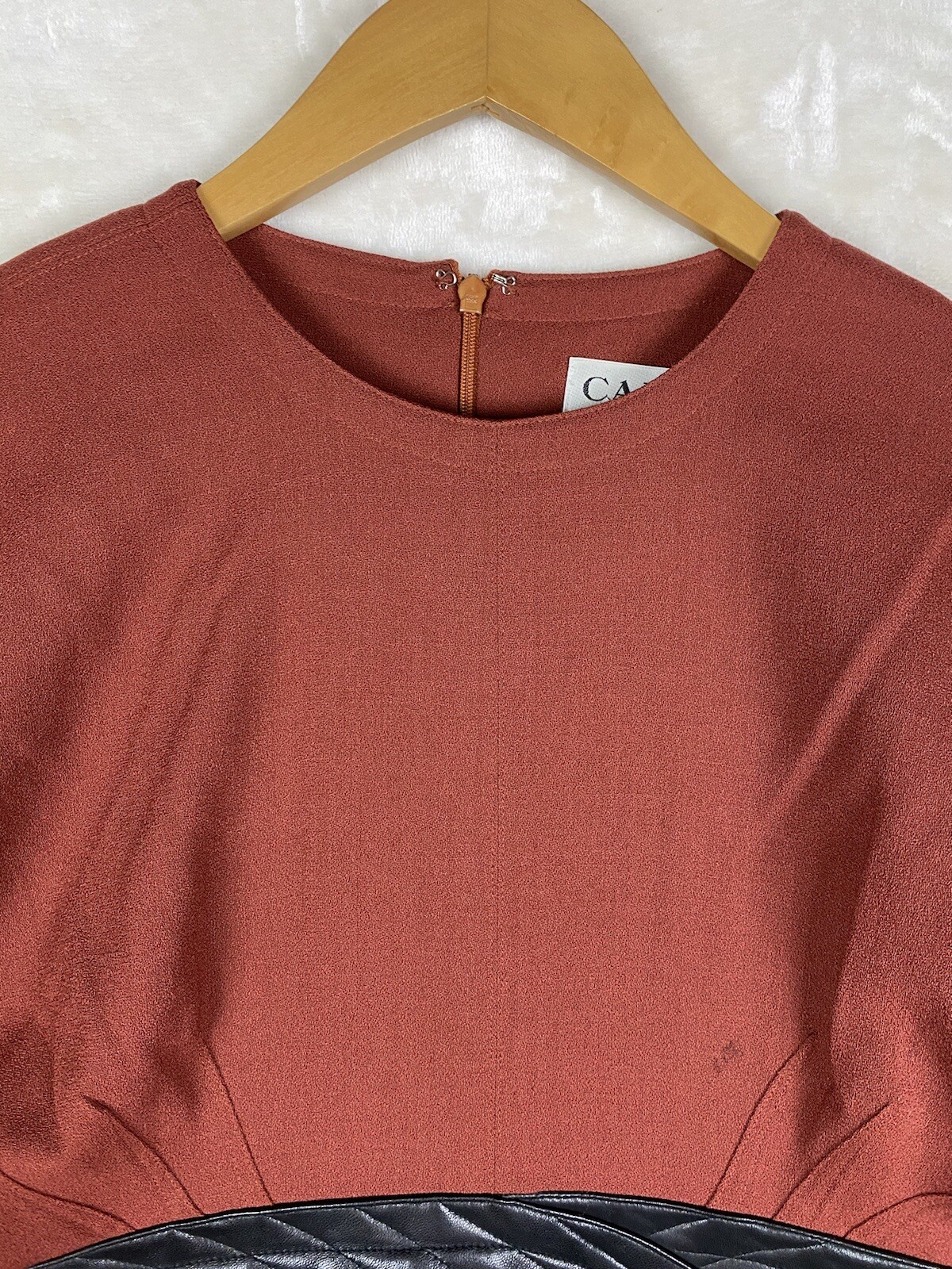 Vintage Caroma Andree Devlin Dress Womens 10 Maroon 100% Pure Wool Career Office