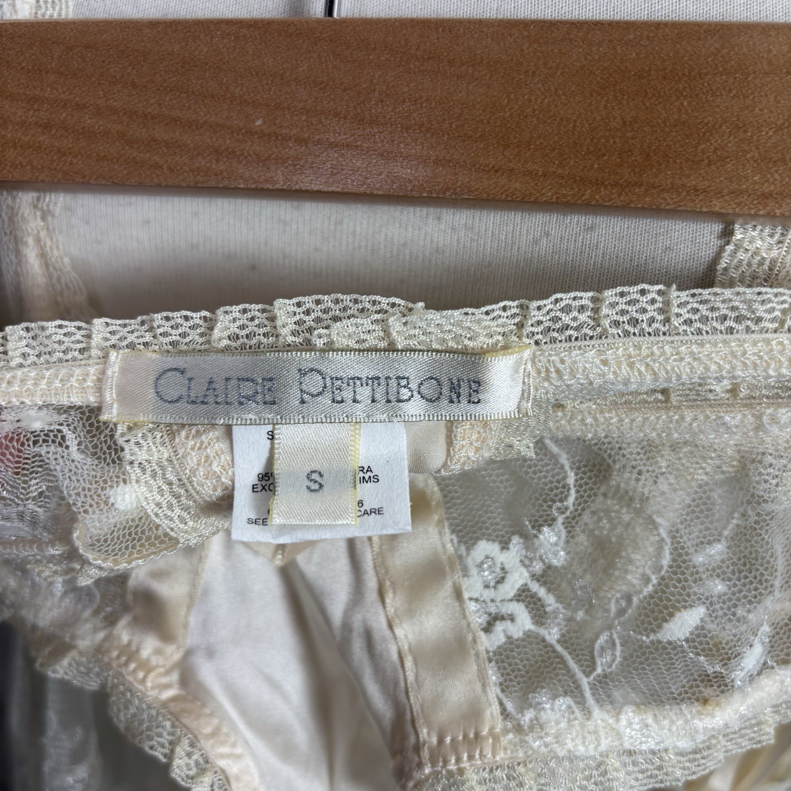 Vtg 90s CLAIRE PETTIBONE Babydoll Sheer Lace Silk Nightgown Robe Dress S Bride