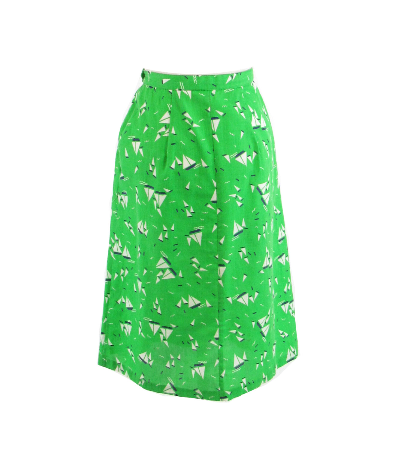 Green white sail boat print cotton MAGIC SPORTSWEAR INC. vintage skirt XS