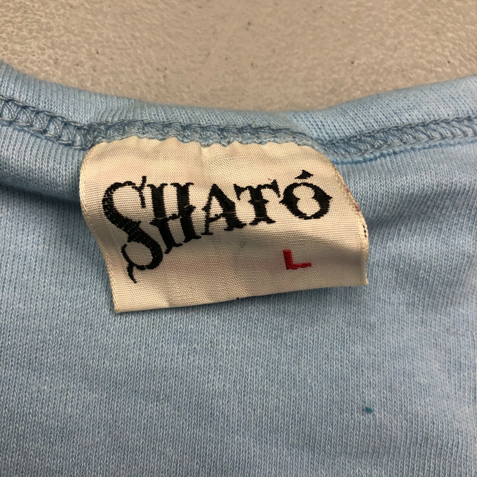 Vintage Shato Acapulco Double Sided Single Stitch Sleeveless Large Blue T Shirt