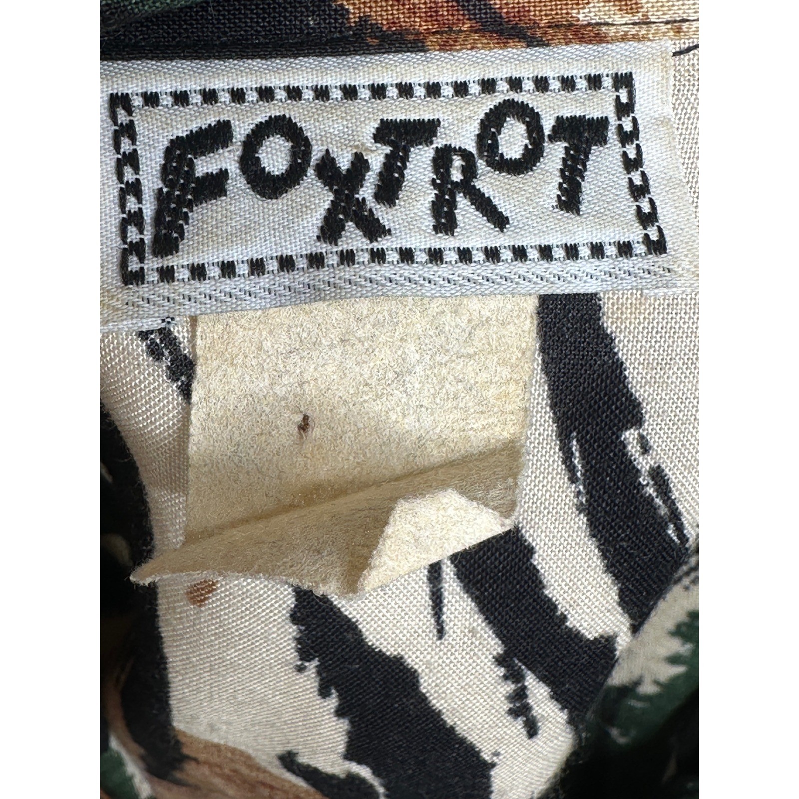 Foxtrot Vintage Animal Print Shirt XL Green Brown Zebra Leopard Button Down 90s