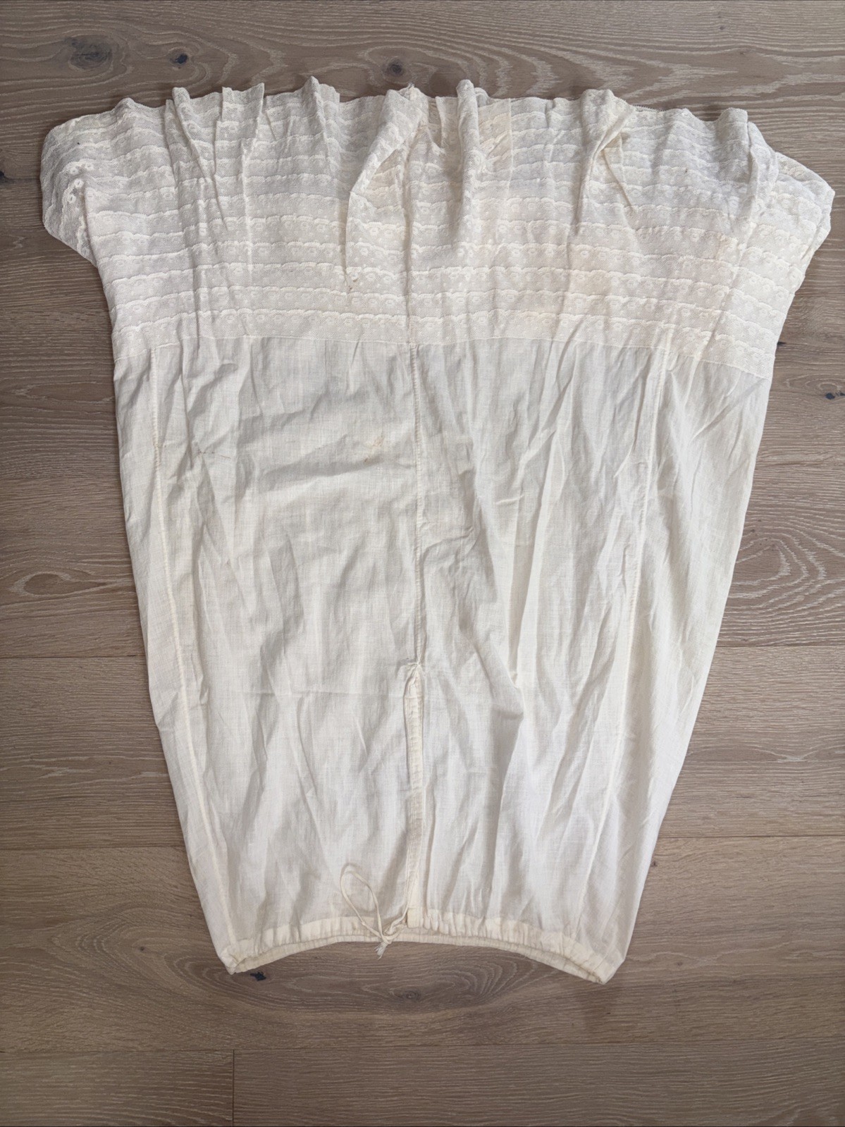 Antique Victorian Edwardian Ivory Cotton Petticoat Skirt C. 1900 Lace Hem