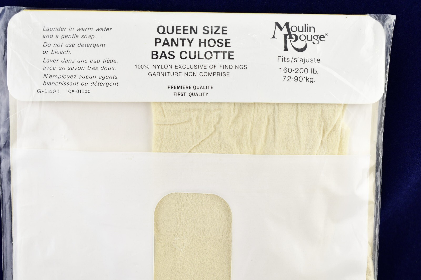 🌟Vintage Pantyhose w/MODEL Queen Size~Ivory Color~Moulin Rouge Canada