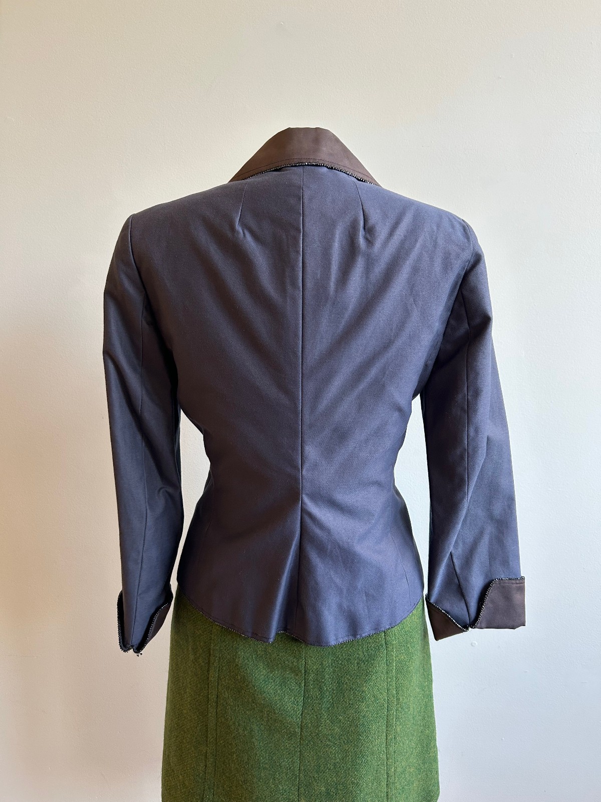 1950s Vintage Purple Twill Studded Trim Tailored Jacket Maisel Era sz S 6 8 50s