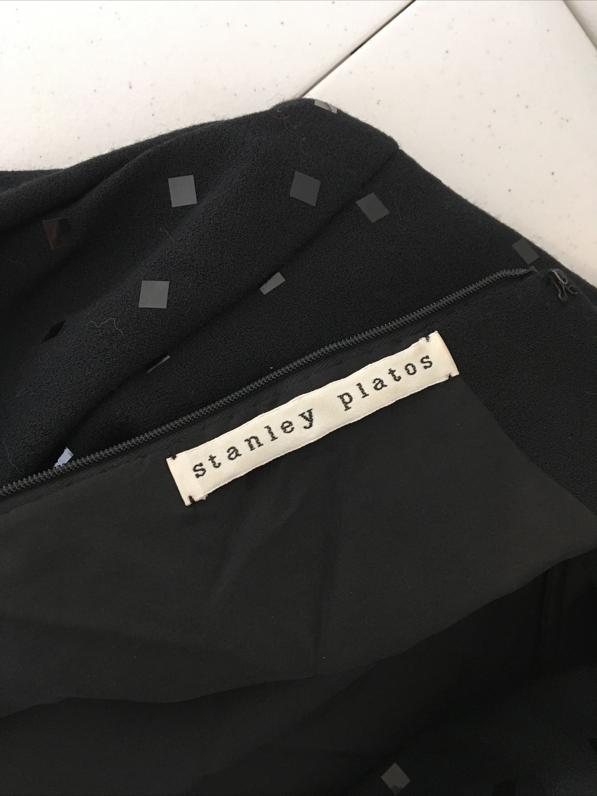 Stanley Platos Square Sequin Long Sleeve Martin Ross black Cocktail Dress LBD 8