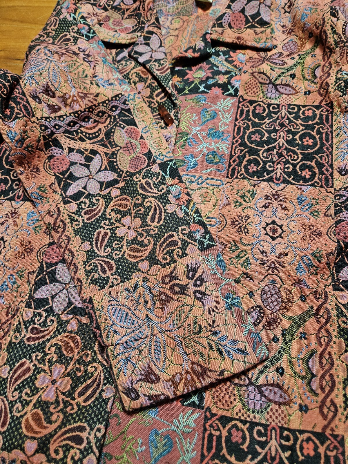 TravelSmith Sz Large Vintage Womens Multicolor Tapestry Jacket Boho Floral