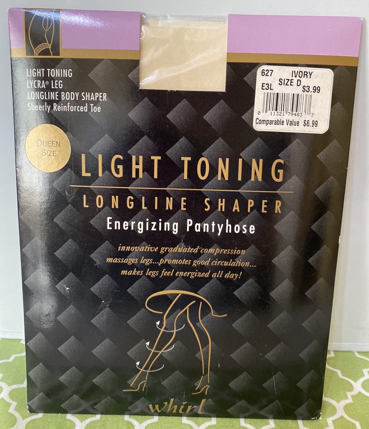 Vintage Whirl Light Toning Longline Body Shaper Pantyhose Size D Ivory