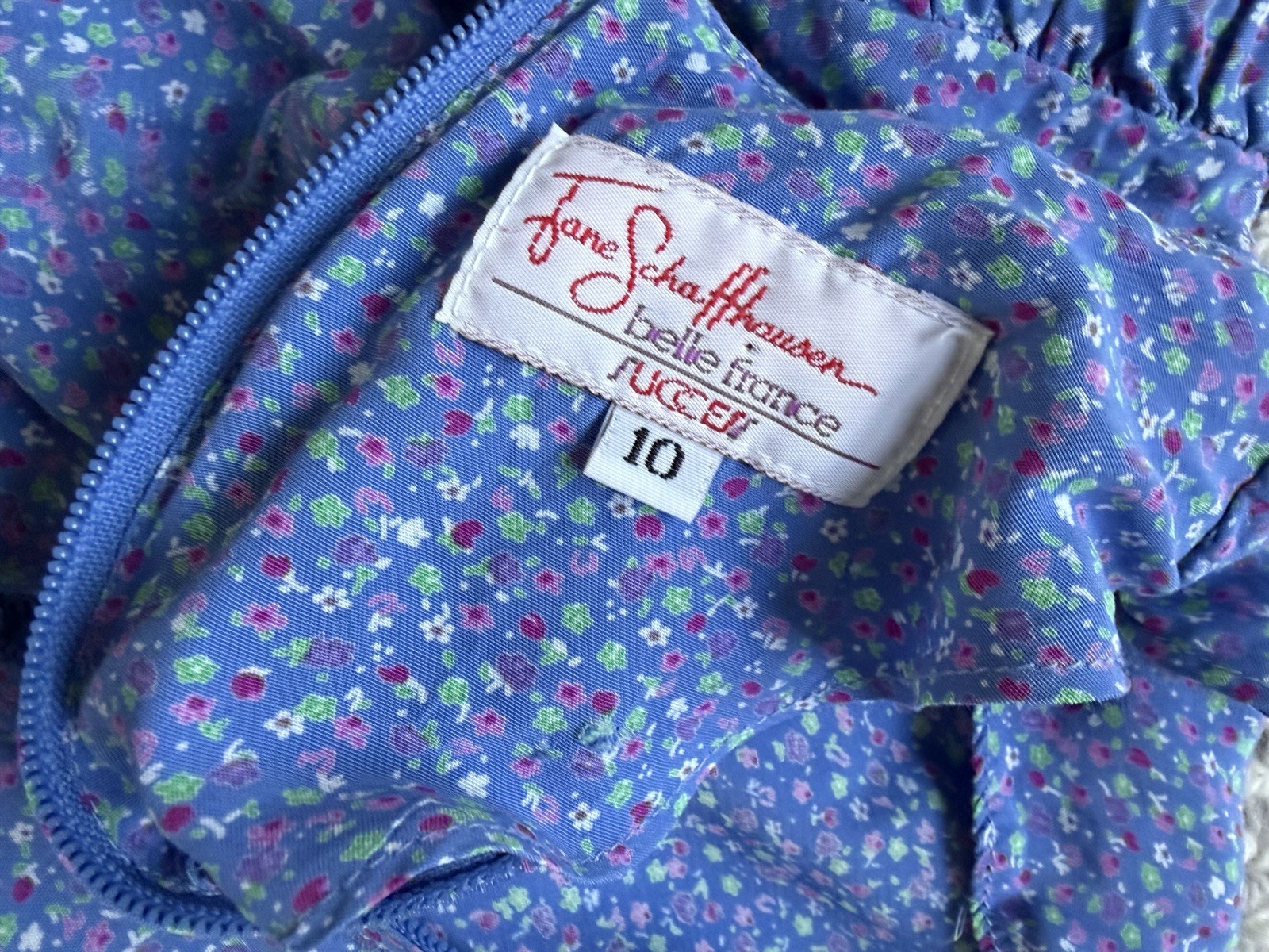 VTG 80s Jane Schaffhausen Belle France Success Floral Puff Sleeve Dress Pockets