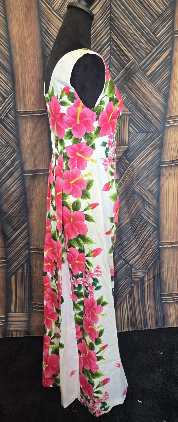 Vintage Ui-maikai Hawaiian Barkcloth Aloha Maxi Dress w6042