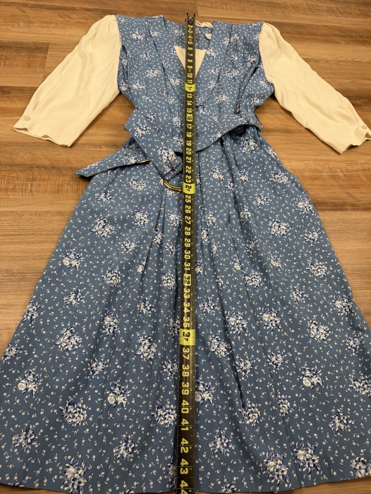 Vintage Floral Belted Secretary Dress Cottagecore Sz 14 S.L. Petites Made in USA