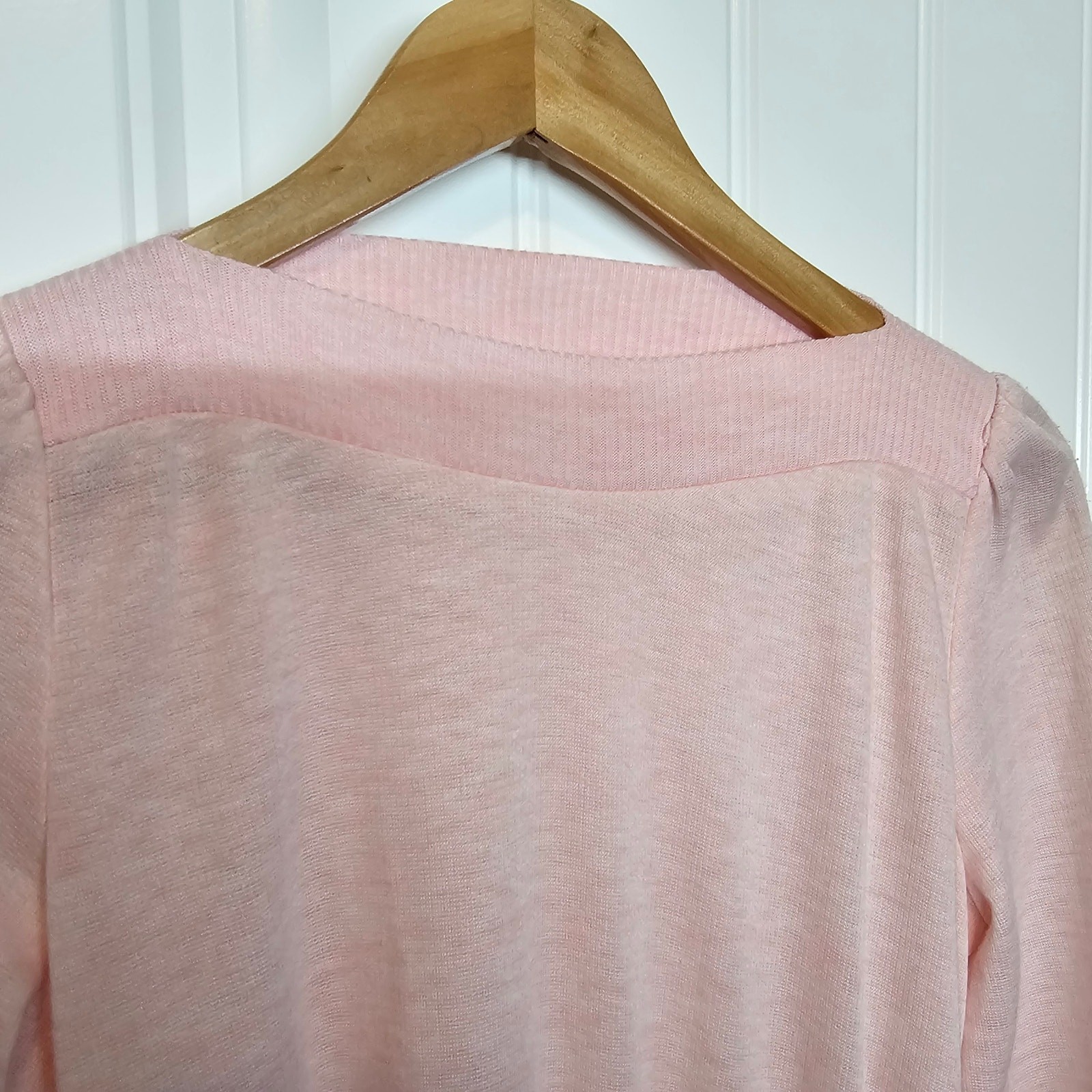 Vintage 80s Dress Size Medium Pink Light Knit Sweater Dress Midi Twee Neutral