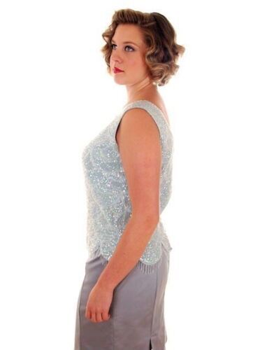 VTG Womens Shell Top Sleeveless Sequin Sweater Shimmy 60s Beaded Various Colors