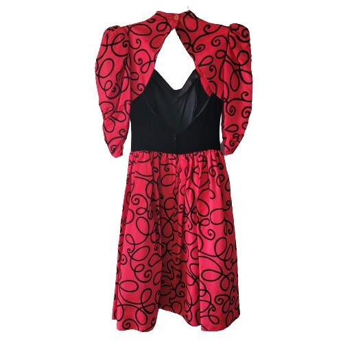 Vintage Gunne Sax Vintage Velour Embossed Cocktail Formal Dress with Sleeves