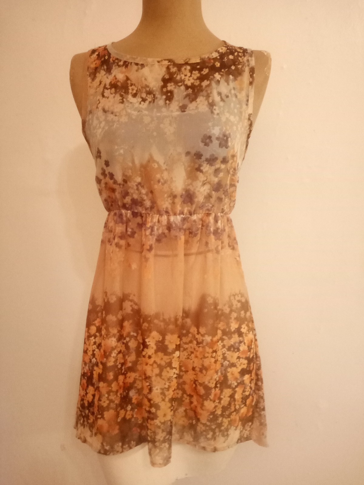 Vintage Lily White Dress Blue And Pink Floral Size S