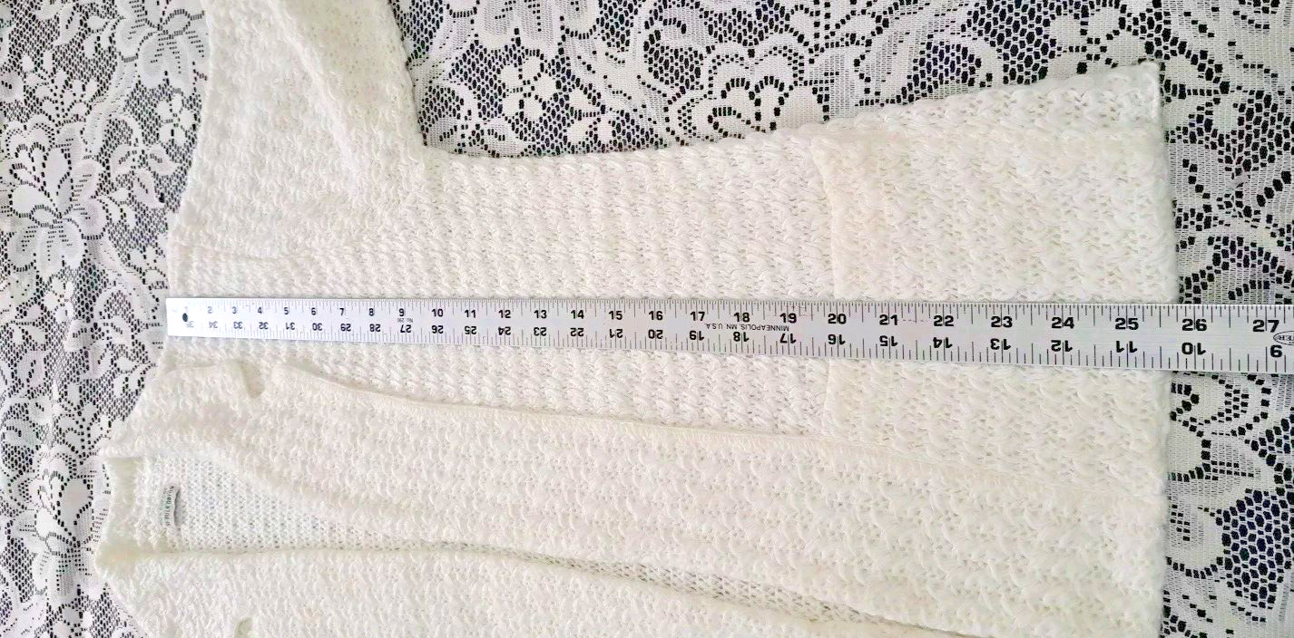 Women’s 100% Dupont Super Hi-Bulk Orlon Open Cardigan Sweater Size M Cream Color