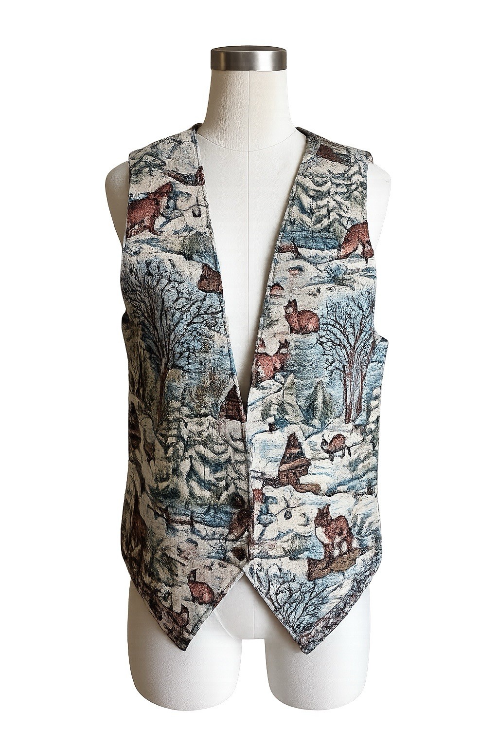 Vintage Gotcha Covered USA Tapestry Vest Fox Wildlife Woodland Cottage Womens M
