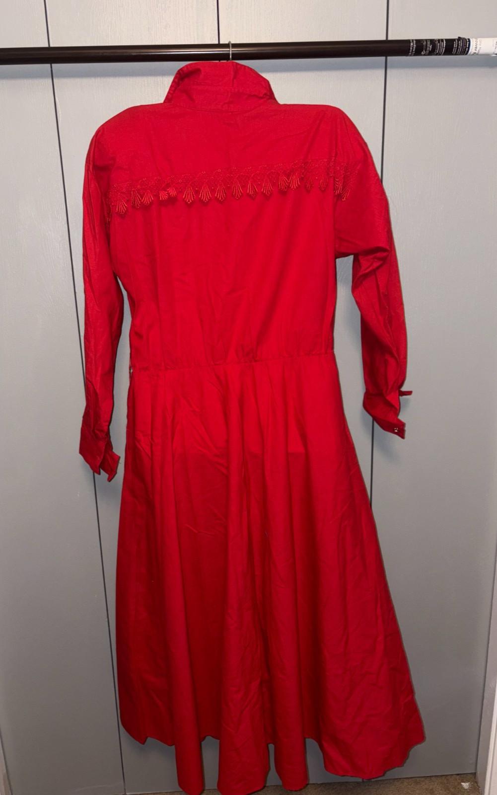 VTG Lilia Smith Smitty Dress Rodeo 11 12 Lace Country Western RED Silver Button