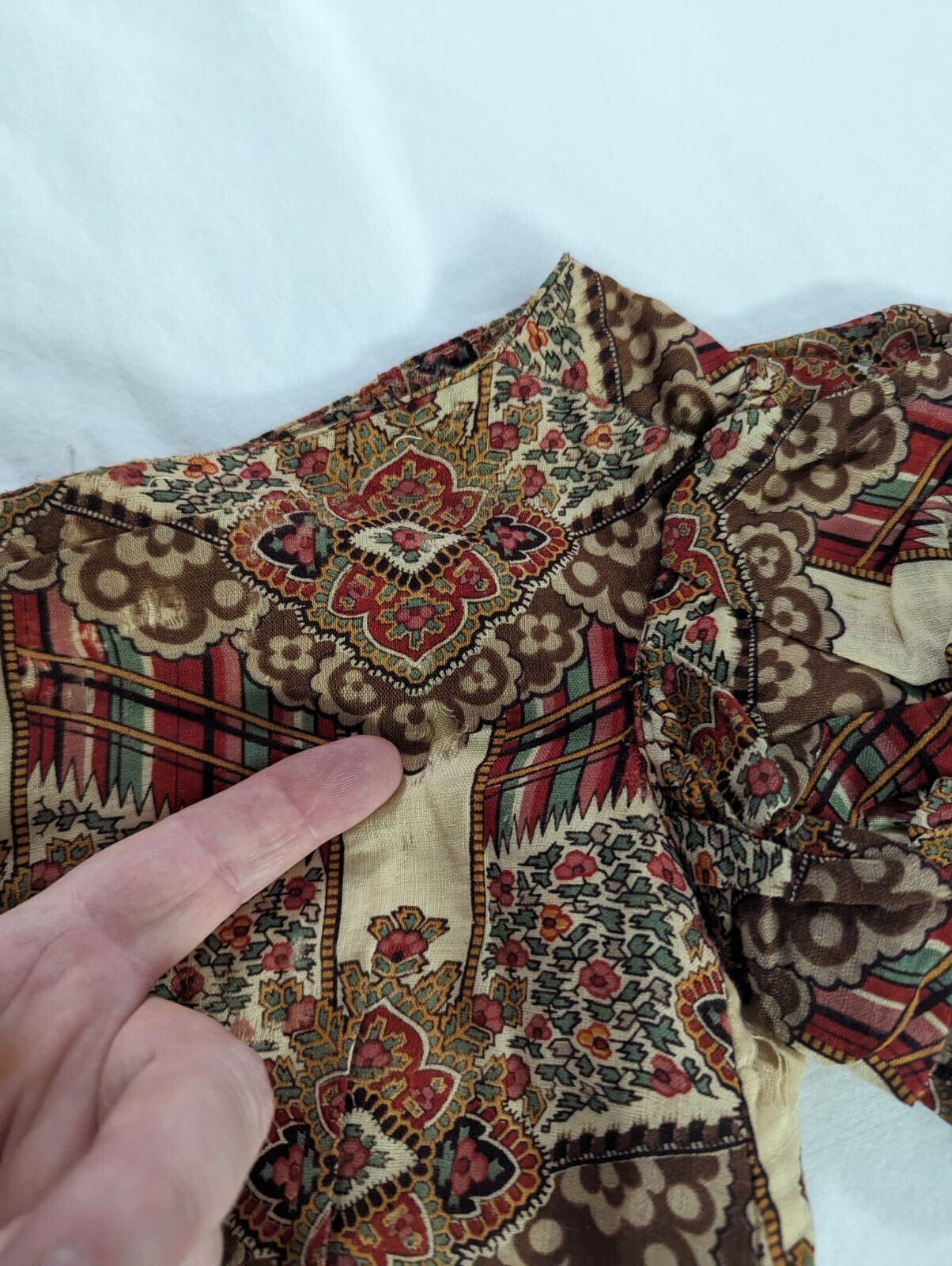 CIVIL WAR 1860’S YOUNG LADIES FLORAL PRINT CHALLIS WOOL BODICE W/ PUFF SLEEVES 