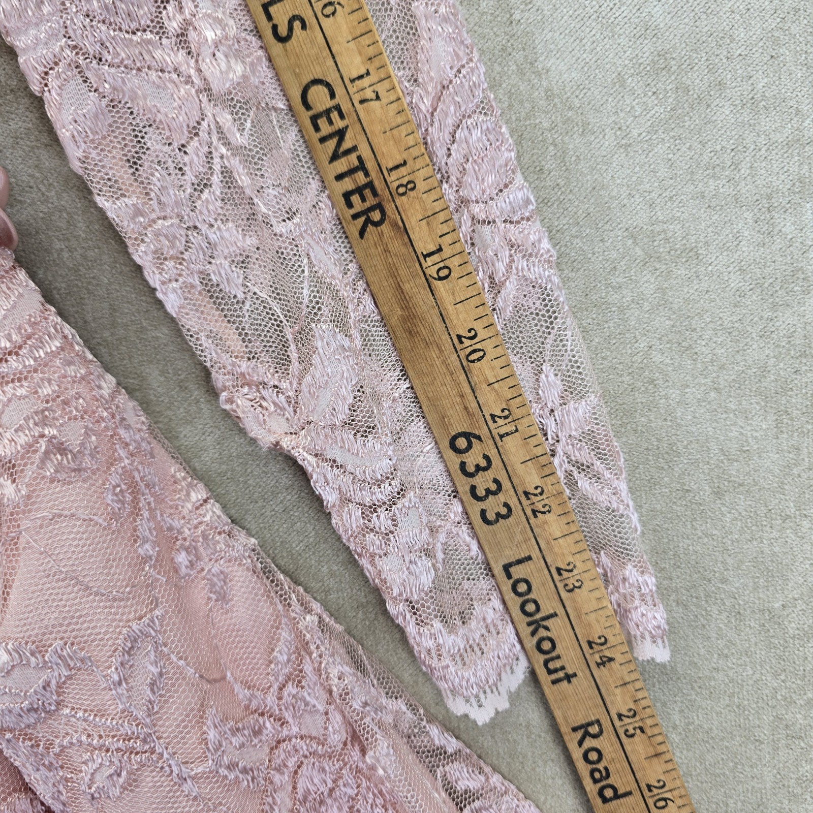 Vintage 80s Expo Nite Size 10 Pink Lace Formal Party Prom Dress Long Sleeve