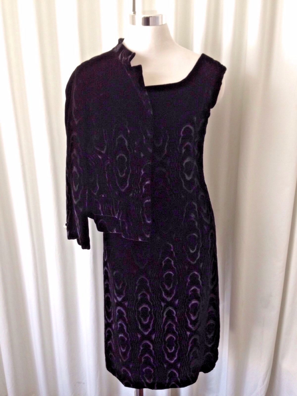 Vintage 60’s Sarah Fredericks Black Velour Moire Dress Suit