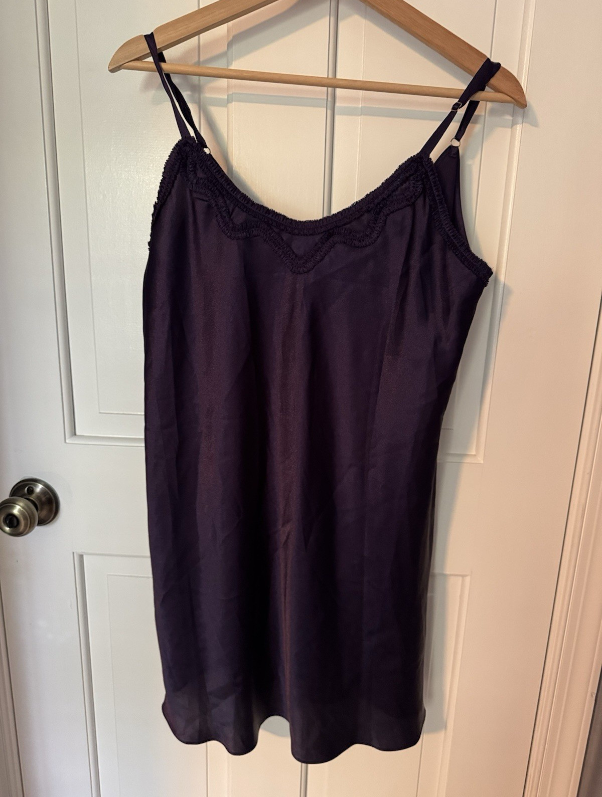 Vintage Y2K Oscar de la Renta Pink Label Satin Slip Dress Purple Sz L Lingerie